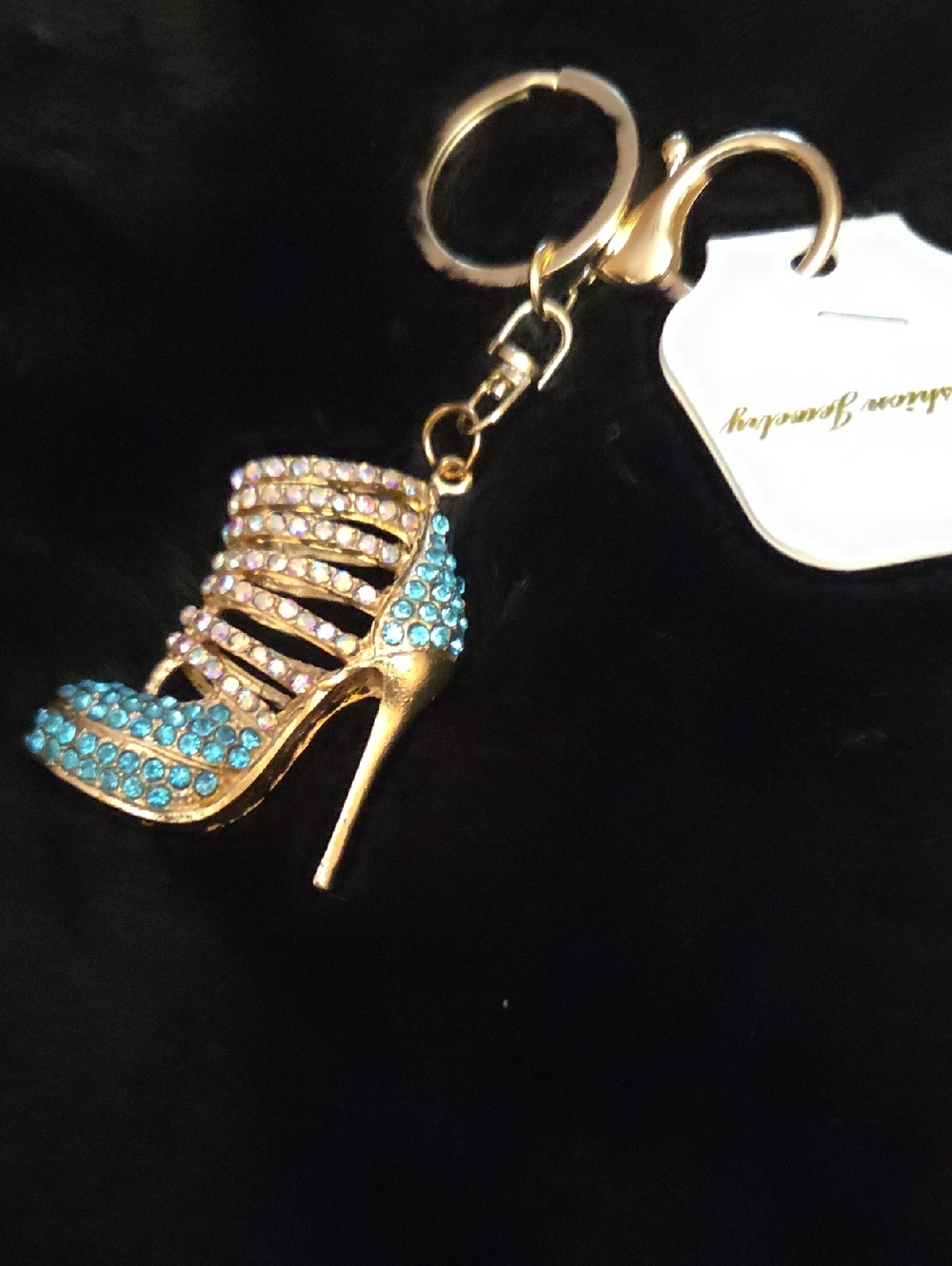Keychain Crystal-Embellished Blue High Heel Keychain Charm NWOT